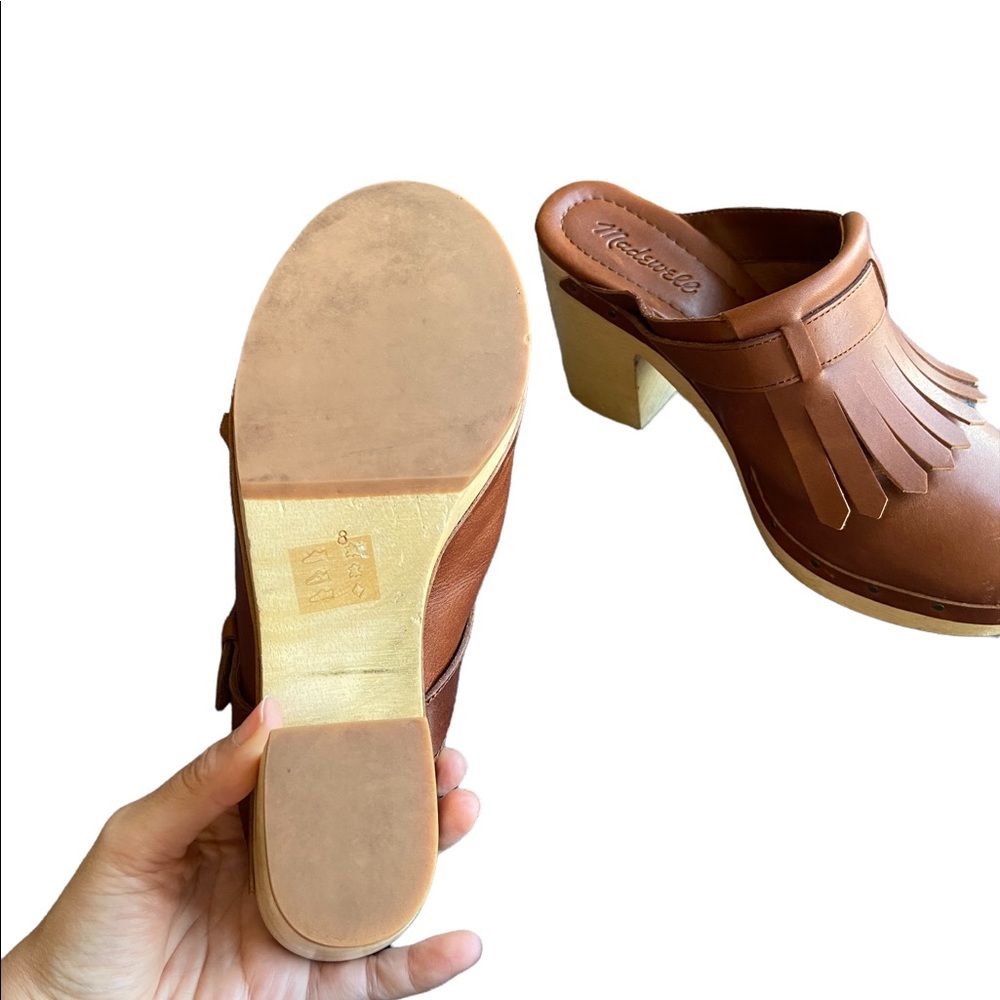 Madewell Fringed Chestnut Mules Slides - Picture 16 of 16